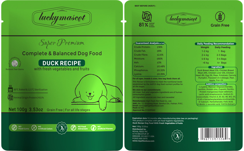 Duck Recipe Cooling Dog Food